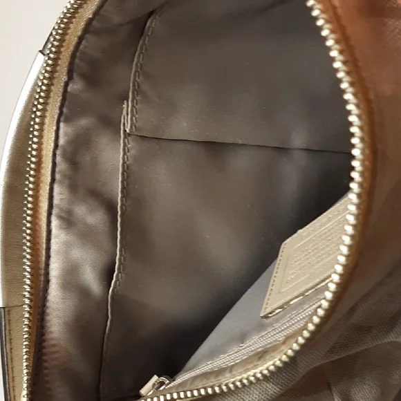 SALE! Coach Kristin Hobo Signature Beige & Silver Sequined Shoulder Bag - Picture 14 of 16